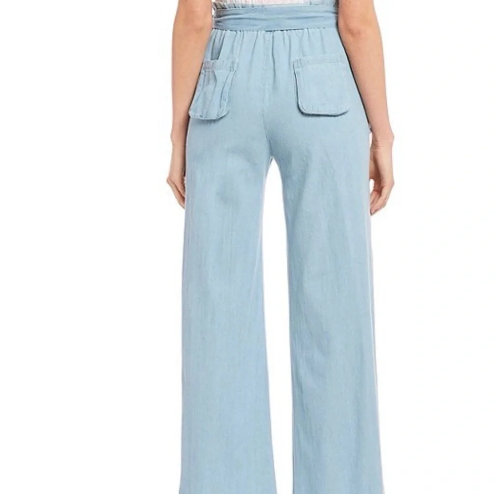 Light Blue Wide-Leg Pants - Picture 3 of 3